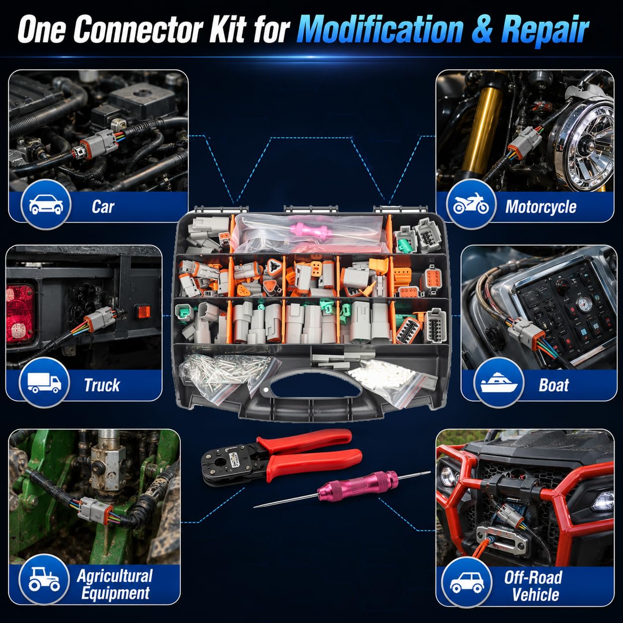 Kit Connecteurs électriques Automobile 528 Pièces, Connecteur DT étanche