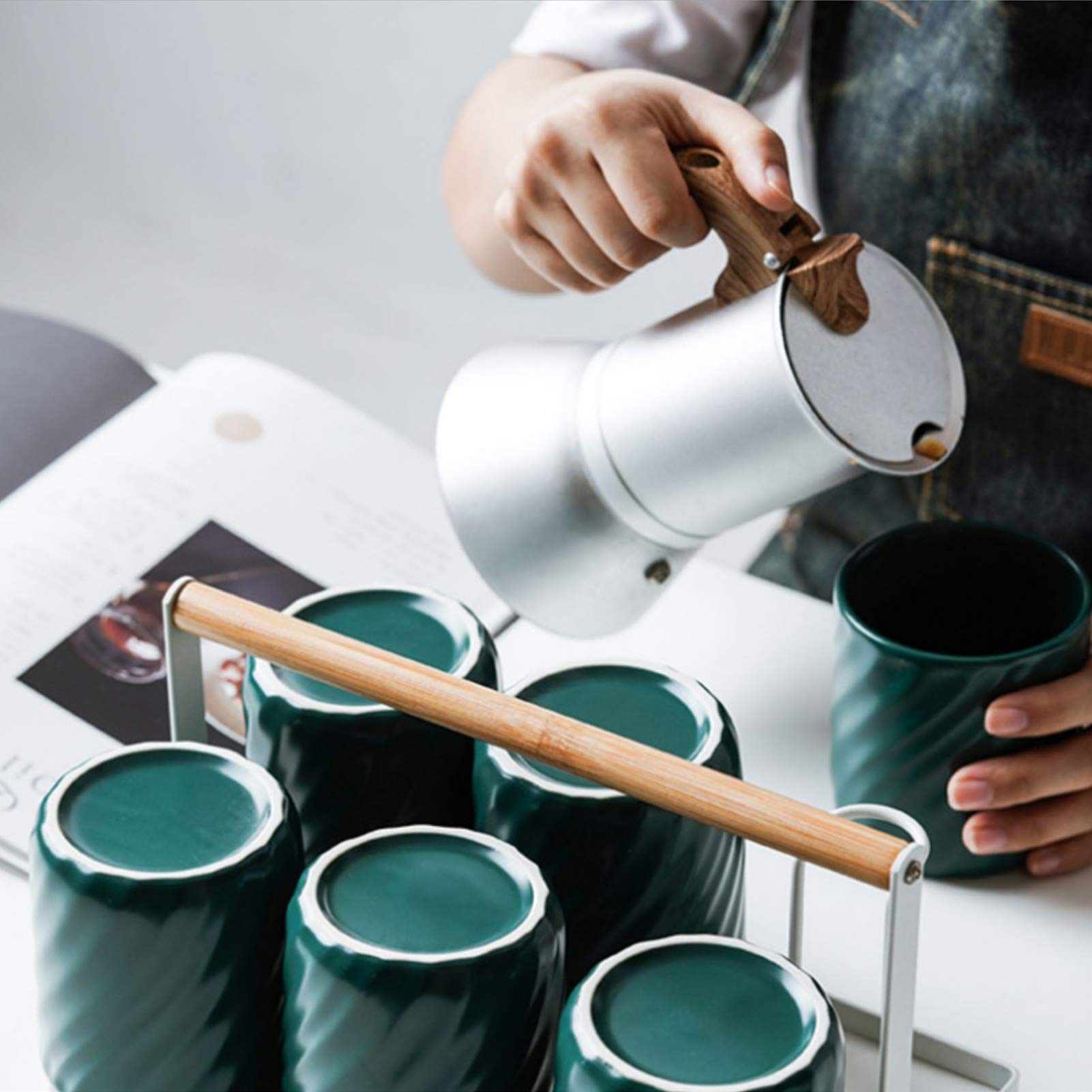 Cafetera De Acero Inoxidable Olla Moka Olla De Inducción Uso De Suministros Para El Hogar 150 Ml