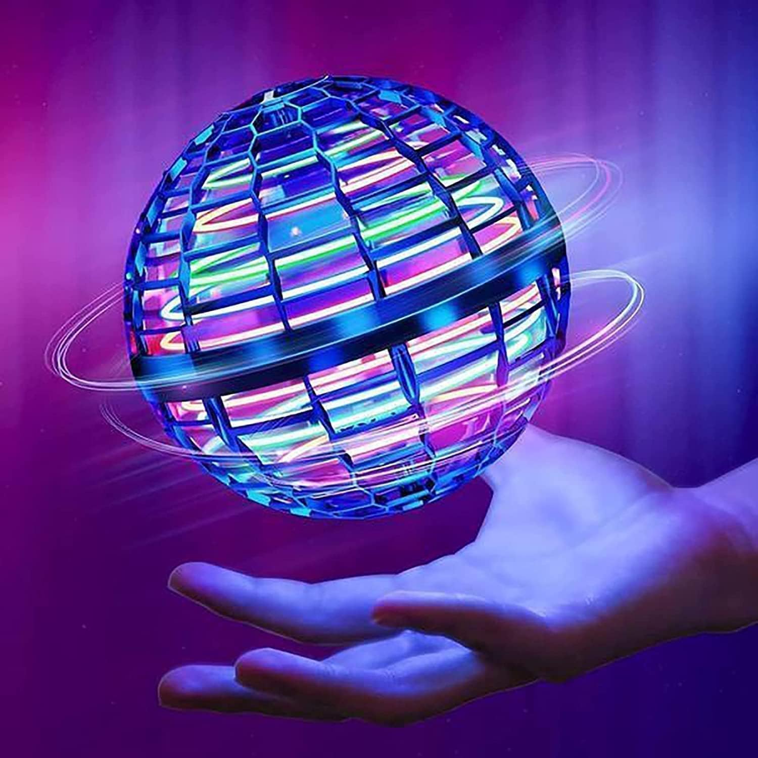 Flying Ball Toy, Magic Flying Balls, Hand Controlled Fly Boomerang Spinner, Magic Flying Ball, RGB Light Flying Toys 360°Rotating Hover Ball for Kids, Adults, Indoor Outdoor-image-0