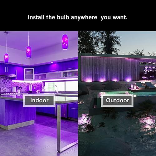 Miniatura 6 de PAR38 - Bombilla de luz morada, paquete de 4 unidades, regulable, base E26, luz de inundación morada para exteriores (20 W de reemplazo a 200 W),