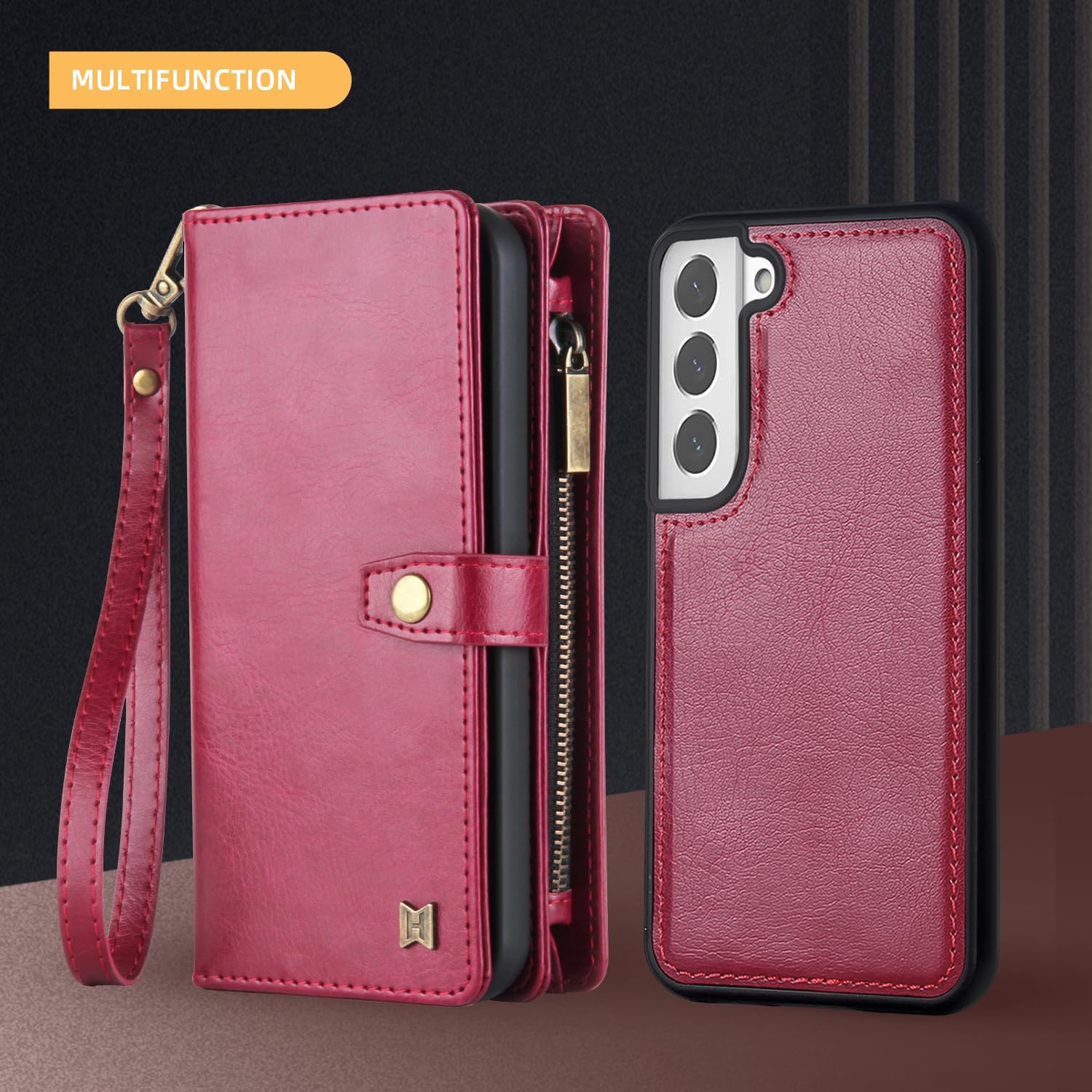Asuwish Phone Case for Samsung Galaxy S20 FE 5G 6.5 inch Zipper Wallet Detachable Cover with Screen Protector and Card Holder Slot Cell S 20 EF UW S20FE5G S20FE 20S S2O Fan Edition 4G Women Men Red