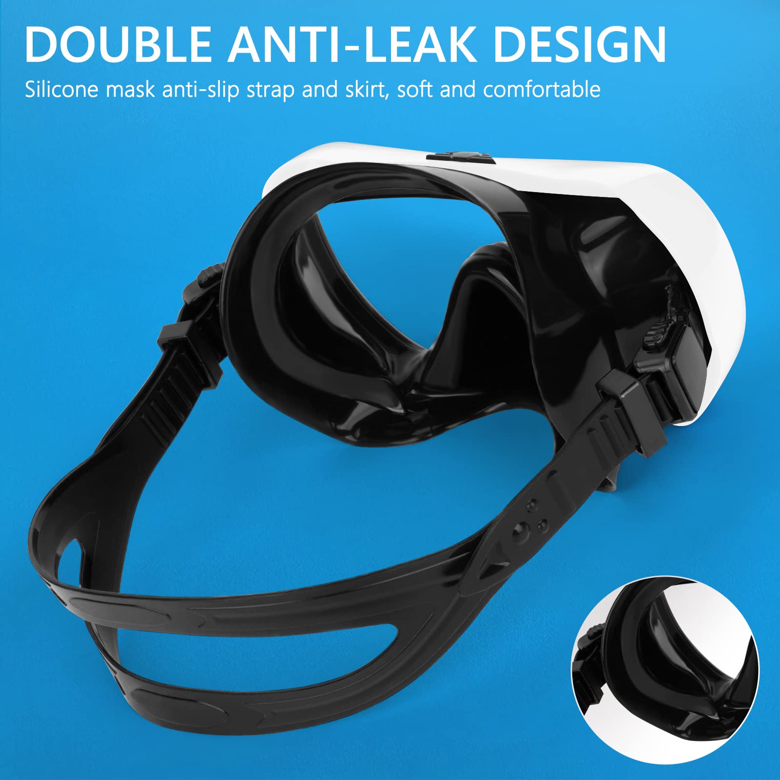 Gafas de natación, gafas de buceo antivaho con cubierta para la nariz, máscara de buceo de silicona antifugas para adultos, máscara de natación de vidrio templado HD de 180 grados para esnórquel con