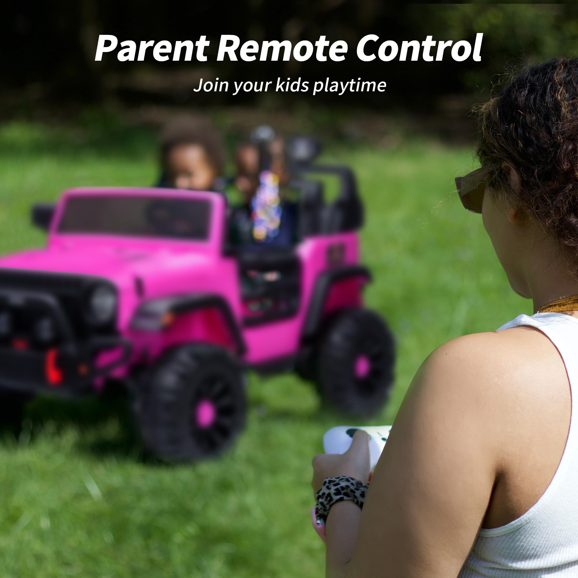 2-Seater Ride on Truck Car for Kids, 12V Electric Truck Car for Boys Age 3-8 w/Remote Control, Bluetooth, Capacity 150lbs - Pink