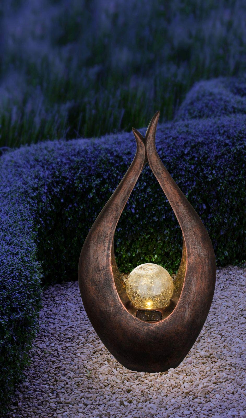 Lampe solaire LED Crackle Bronze clair