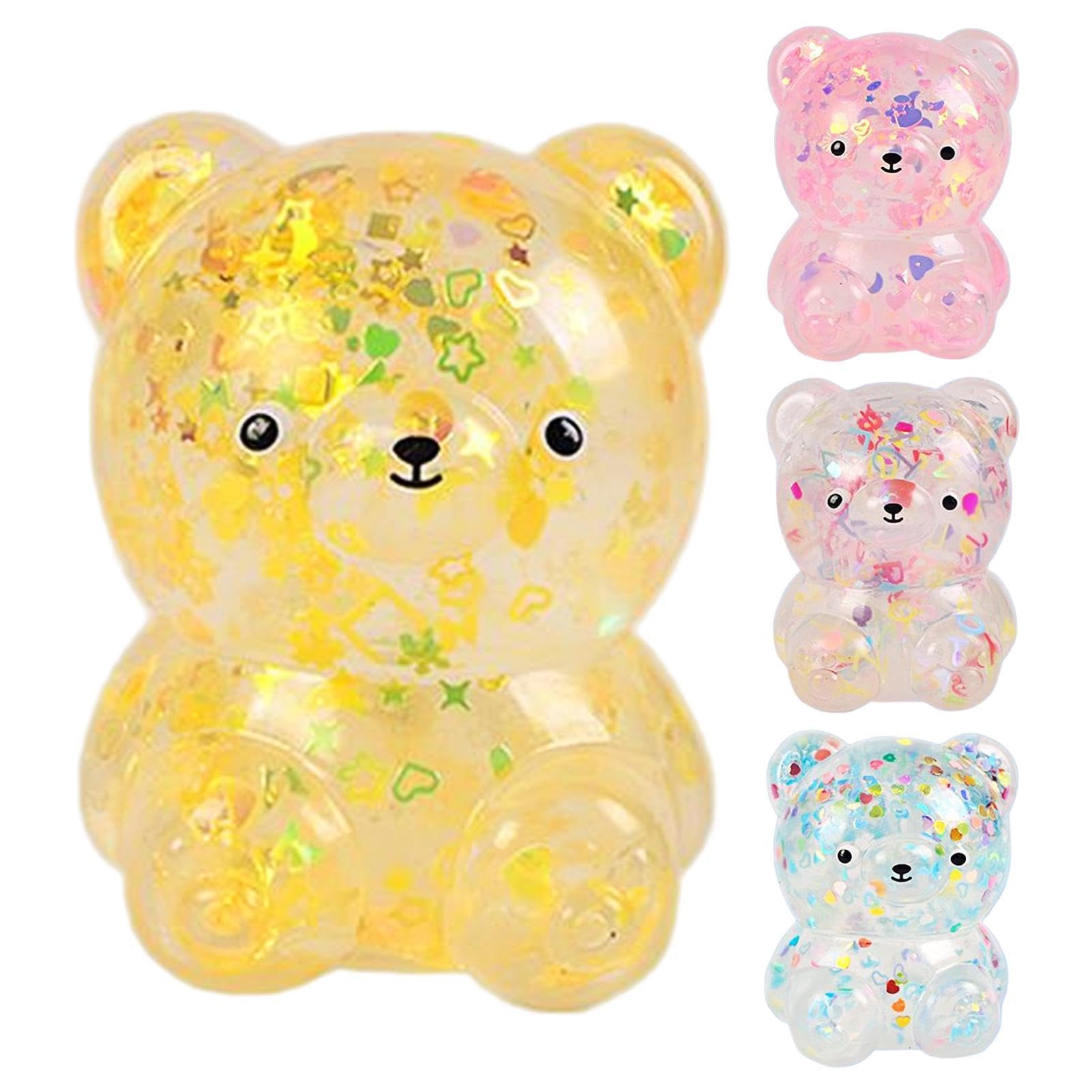 Jouet Anti-Stress Ours Squishy - Paillettes - 4 Couleurs - 4x6cm - Cadeau Enfants/Ados