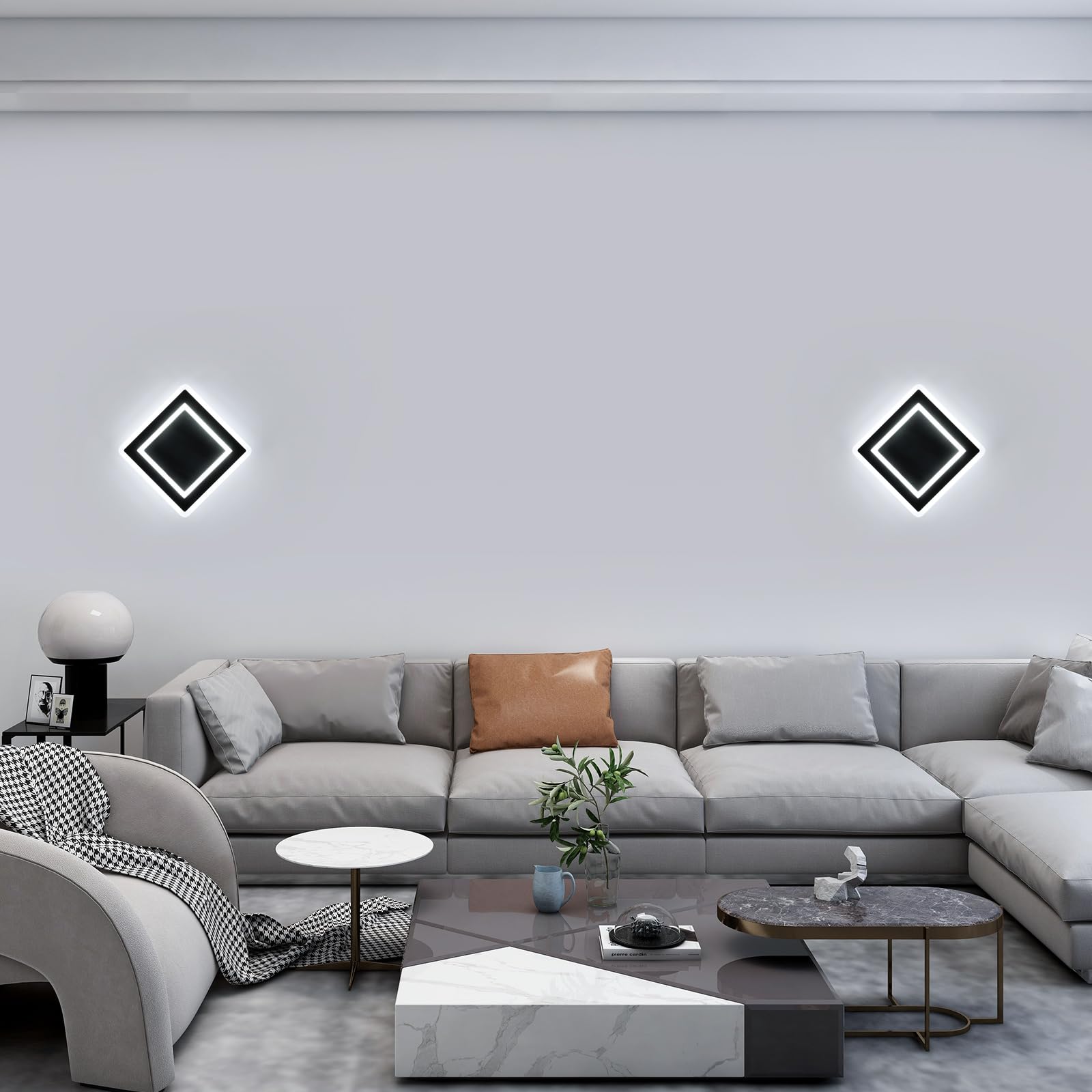 DELIPOP Plafoniera LED Soffitto Quadrata, 30W 3600LM Lampada da Soffitto Moderna Acrilico, Nero Lampadario a LED da Soffitto per Bagno Cucina Camera da Letto Sala Corridoio, Bianco Freddo 6500K