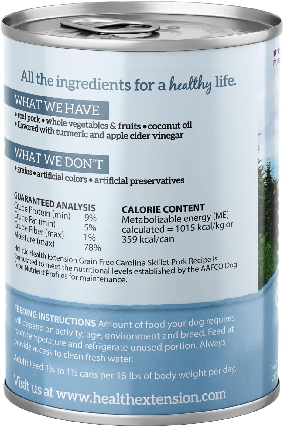 Health Extension Carolina Skillet Pork Recipe Grain-Free Wet Dog Food, 12.5 oz – Protein-Rich, Hydration Support, Superfoods (Case of 12 Cans)