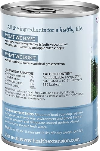 Miniatura 2 de Health Extension Carolina Skillet - Receta de cerdo sin granos, comida húmeda para perros, 12.5 onzas, rica en proteínas, soporte de hidratación,