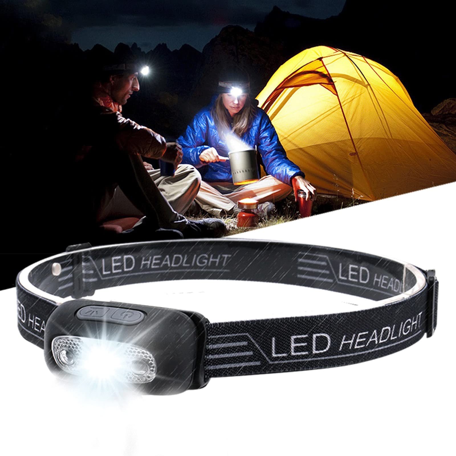 Latarka czołowa mini ładowalna LED reflektor czujnik ruchu reflektor kemping latarka czołowa latarka lampa z USB