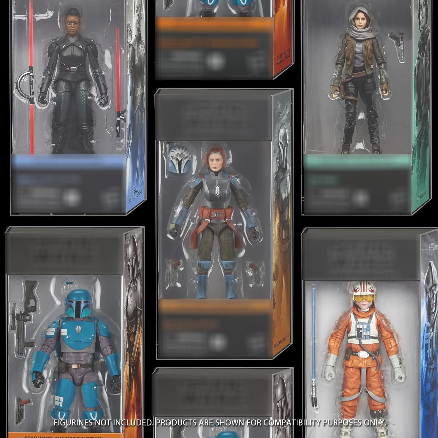 EVORETRO Action Figure Display Case Protector Compatible for Star Wars Black Series 6 Inch Figures Box with Angled Corner - 0.40MM Thick PET Clear Case for Starwars Black Series Figures (10 Pack)