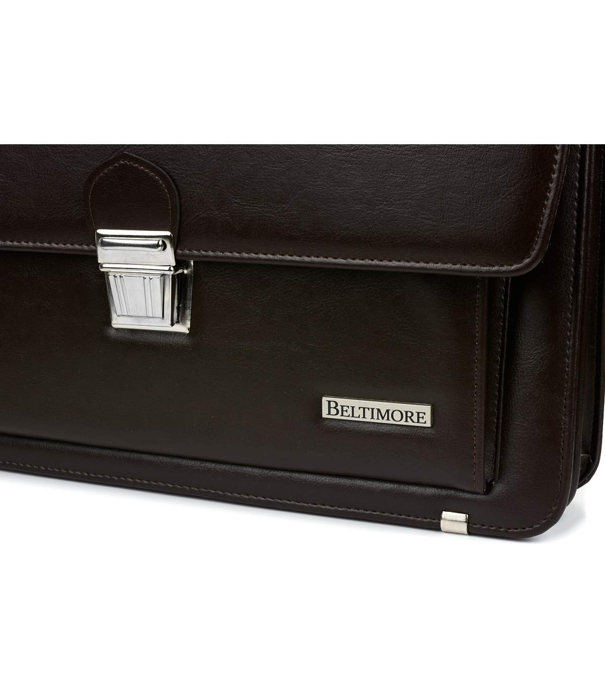 Maletín Cuero, 40 x 30 x 14 cm An., Forrado, para portátiles de hasta 15,6 ", Tablet de hasta 10", Bandolera Ajustable y Desmontable, 1 asa, Cerradura con Llave,