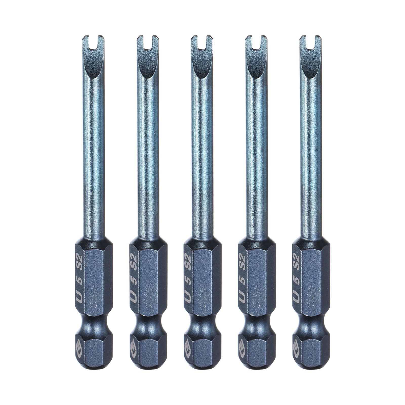 sourcing map 5pcs U-Type Screwdriver Bit 1/4" Hex Shank U5 Magnetic Head 2.6" Length S2 Steel U-Shaped Screw Driver Bit for Repair Work Electric Screwdriver, Blue