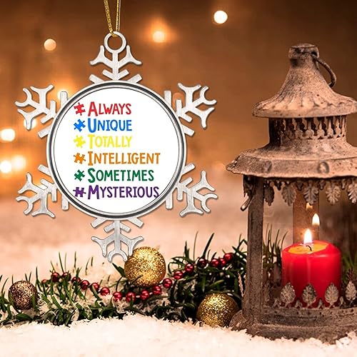 Miniatura 10 de Adornos de Navidad, rompecabezas de conciencia sobre el autismo, decoraciones de conciencia sobre el autismo, decoraciones de árbol de Navidad,