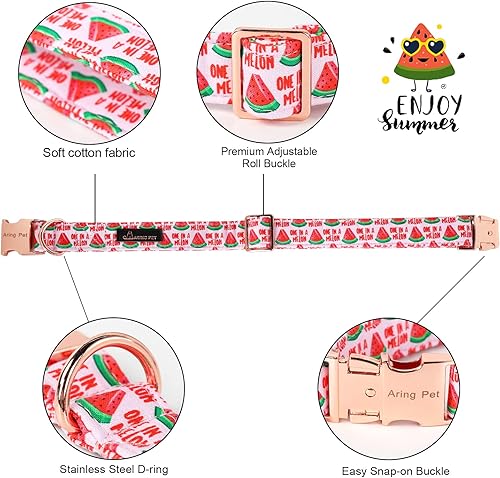 Miniatura 2 de ARING PET Collar de verano para perro, collar de perro de sandía rosa con corbatín marinero, collares de algodón ajustables para perros, regalos con