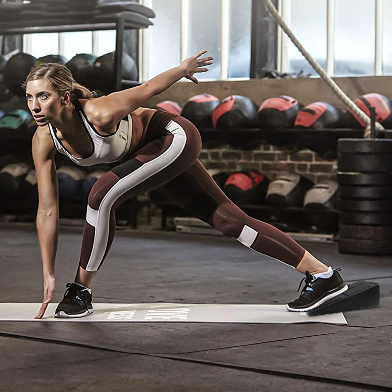 Mumjooyi Pedana Fitness Inclinata Set di 3 Calf Slant Board Squat Wedge Block Regolabili Pedana Inclinata per Polpaccio Stretch l'allenamento Yoga Nero