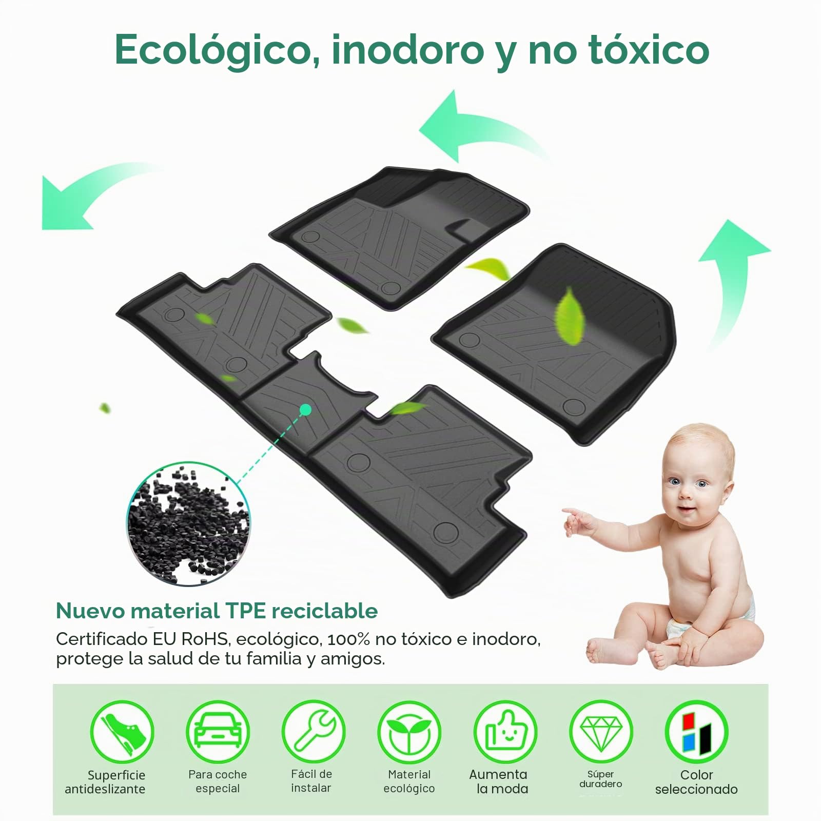 GAFAT Ci-troen C5 Aircross 2018-2024 2025 Alfombrillas, C5 Aircross Alfombrillas de Goma Originales Escaneo 3D TPE Borde Alto, Compatible con Citroen C5 Aircross Accesorios