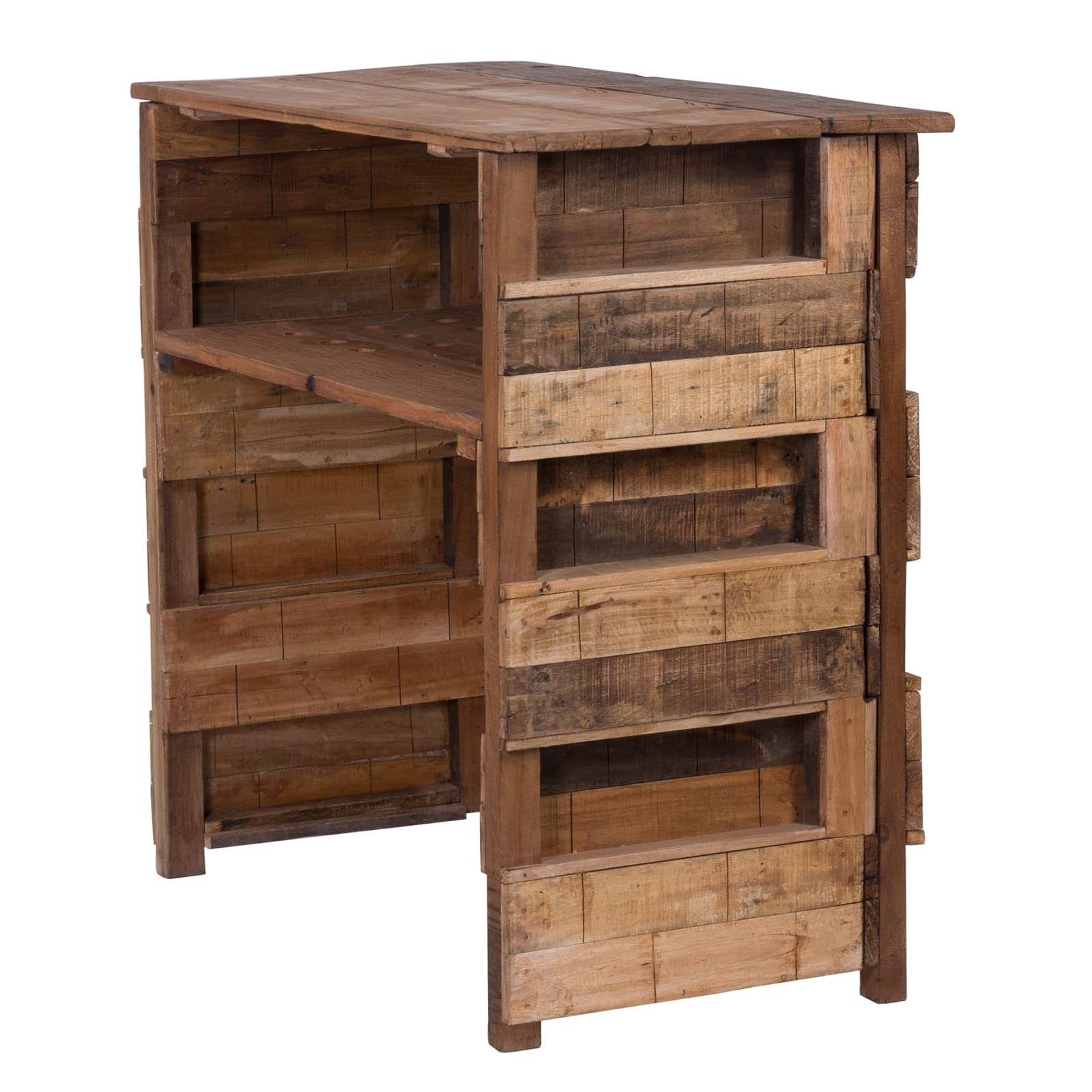 DESIGN DELIGHTS Rustique COMPTOIR de Bar Basta | 150x100x50 cm (lxhxp), Bois Massif | Armoire à vin, Armoire de Bar, minibar, comptoir à vin Vintage, comptoir de Vente, Bar en Bois