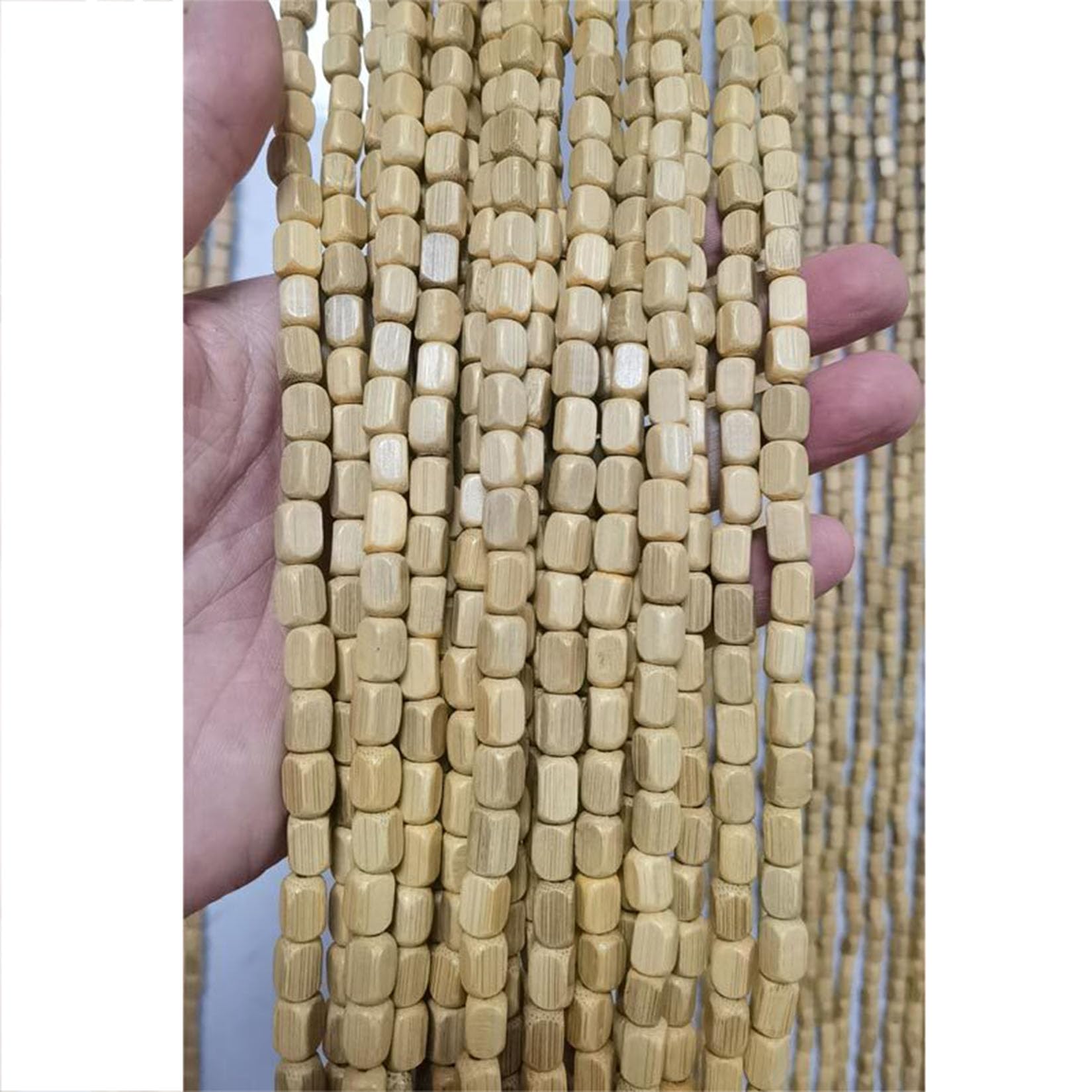Hdeyrsx Beige Beaded Curtain For Doorways Retro Handmade Natural Bamboo Bead Curtain Fly Screens For Doors,Windows,Rooms Divider,With Accessories,Customizable (60 Strands 80Cm X 180Cm)