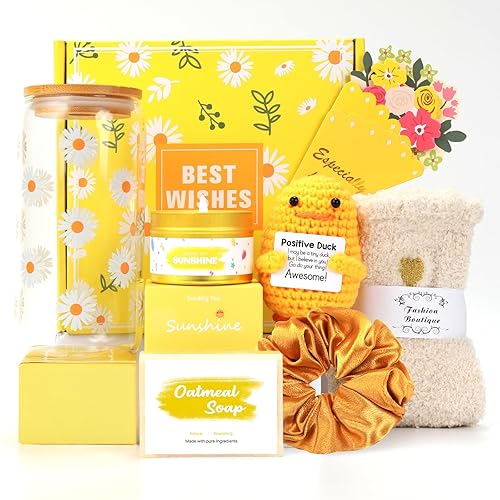 MUJUZE Gifts for Women,Birthday Set for Women,Get Well Soon Hamper,Self Care Box, Positive Glass Gift Set for Girlfriend,Best Friend, Colleague, Sister Encouragement Gift - Glas Geschenkset