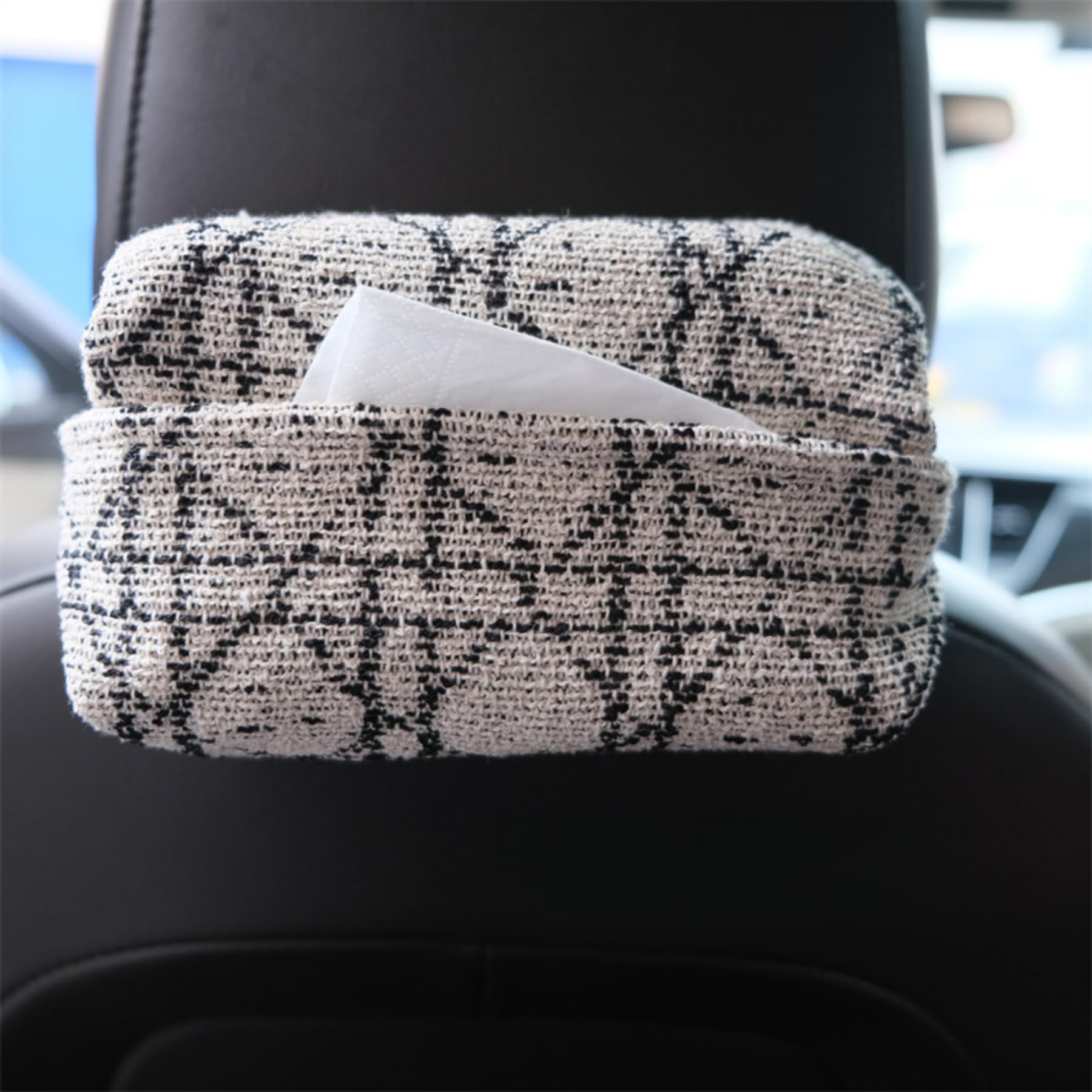 Plaid Tweed Fabric Tissue Box Cover, Fits Standard Rectangular Tissues