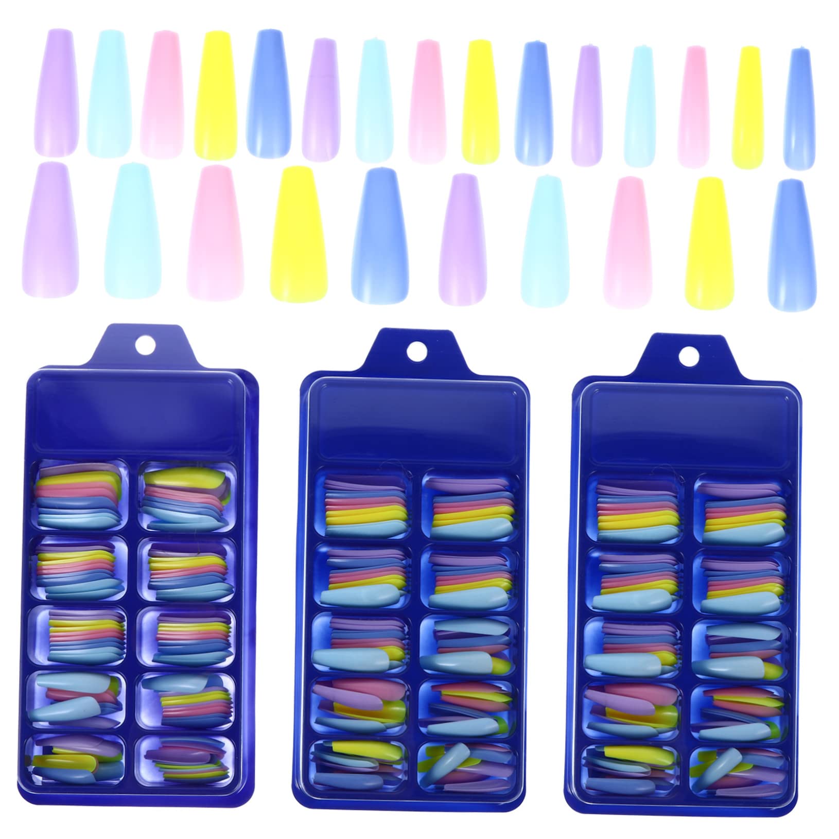 minkissy 3 Box Wearing Nail Clippers Stiletto Nails Full Cover Nail Art Shape Fingernail DIY Women Fake Nails False Nail Suite Boutique Woman Abs Rainbow Press on Nails Manicure DIY Medium