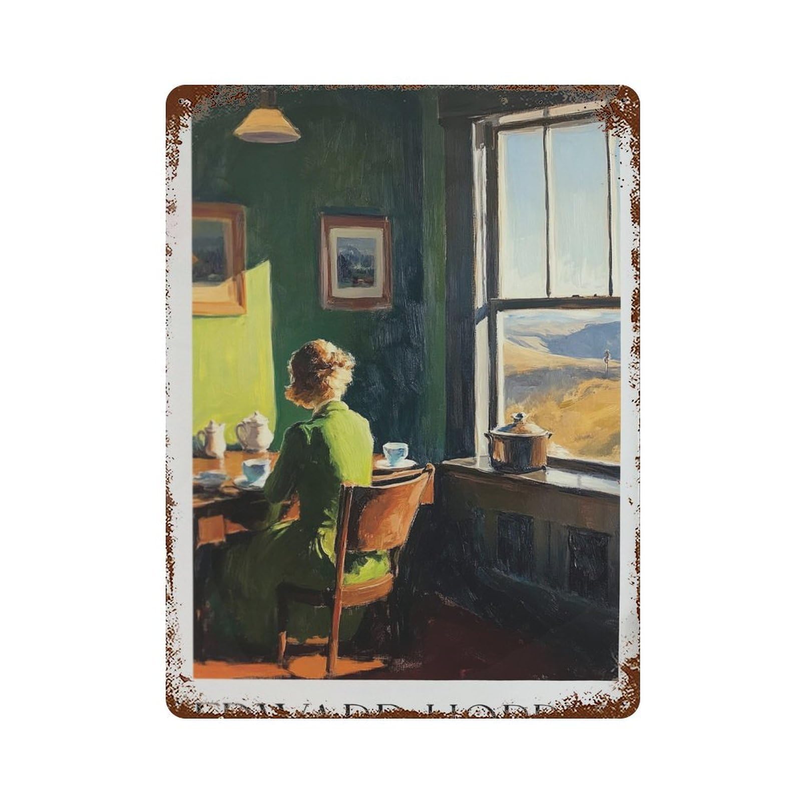 xiaoxiaoshen Edward Hopper Mid Century Modern. American Realism. Wall Decor Art Metal Tin Poster Modern Home Decor Art Home Bar Shop Decorations Vintage Sign 40x30cm