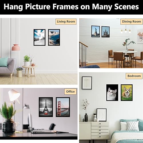 Miniatura 7 de BOANKODU Juego de 2 portarretratos de 5 x 7, hechos de plástico transparente de alta definición para fotos de 4 x 6 pulgadas con paspartú o de 5 x 7