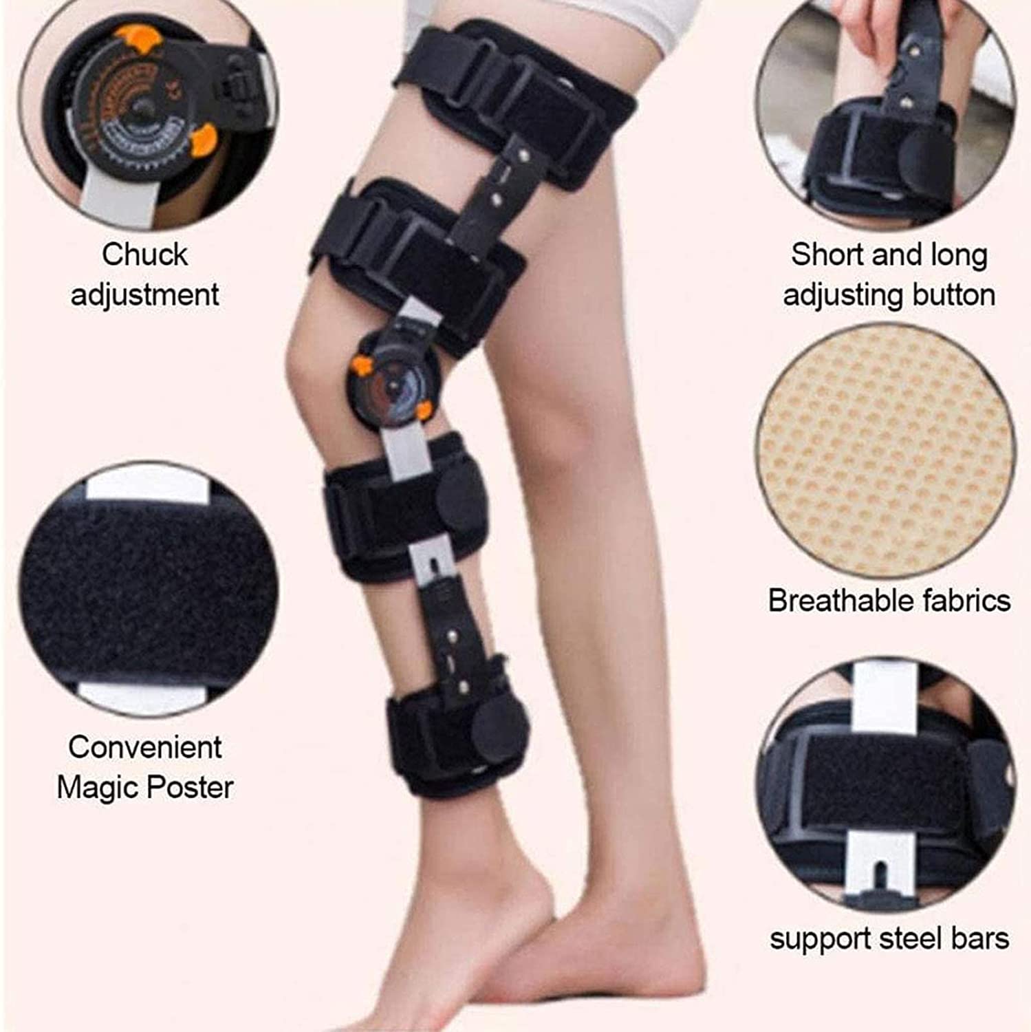 Rodilleras Médicas Guardilla De Rodilla con Bisagras, Apoyo Fijo De Rodilla Rehabilitación Ajustable Menisco De La Rodilla Protector Alivio del Dolor For El Hombre Y Las Mujeres