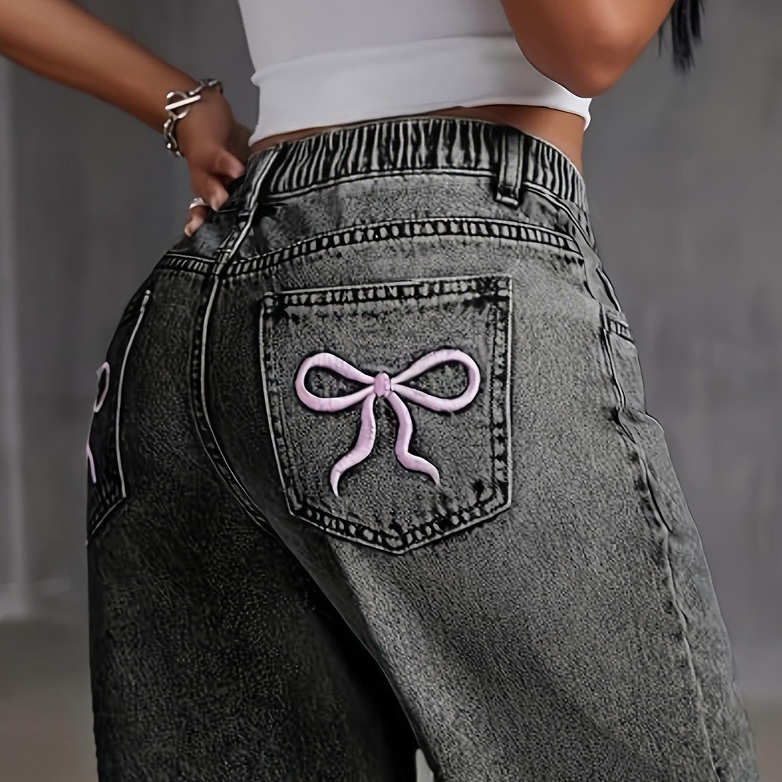 Jeans a gamba larga Y2k Hip Hop larghi a vita alta pantaloni in denim per bambini casual moda dritto slim fit streetwear scuola retrò denim pantaloni con tasca