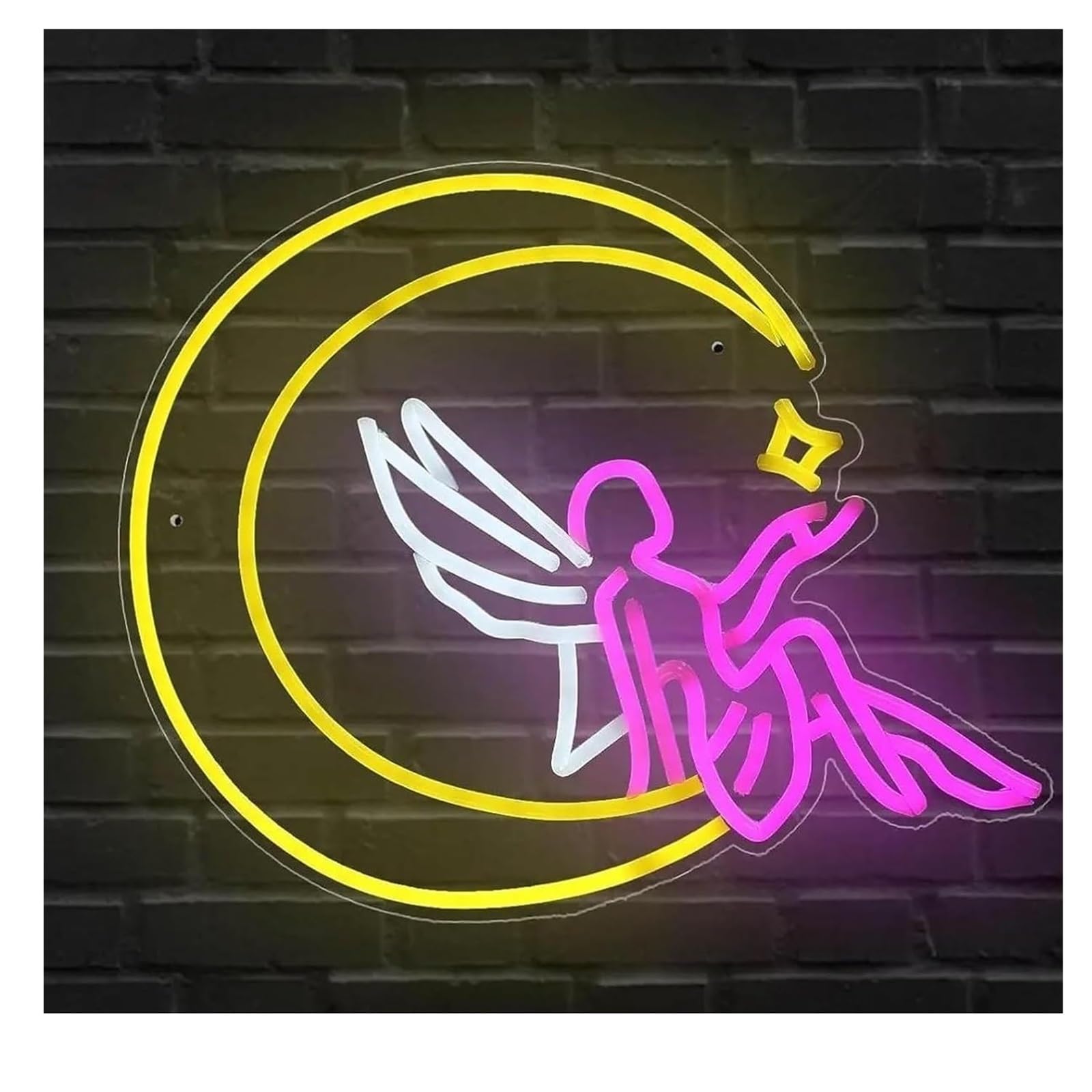 Per insegna al Per neon con retro Moon Fairy, luce variabile per camera da letto