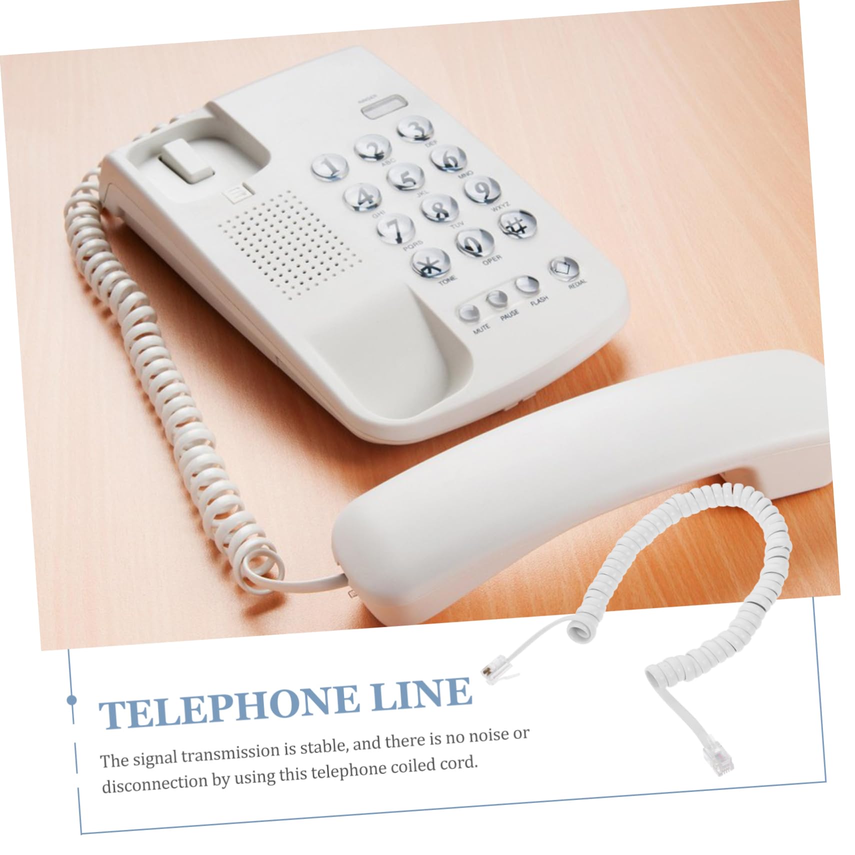 HONMEET 2Pcs Coiled Telephone Cords Durable Phone Line Cable for Landline Phones Easy to Install Sound Quality for Home Office Use