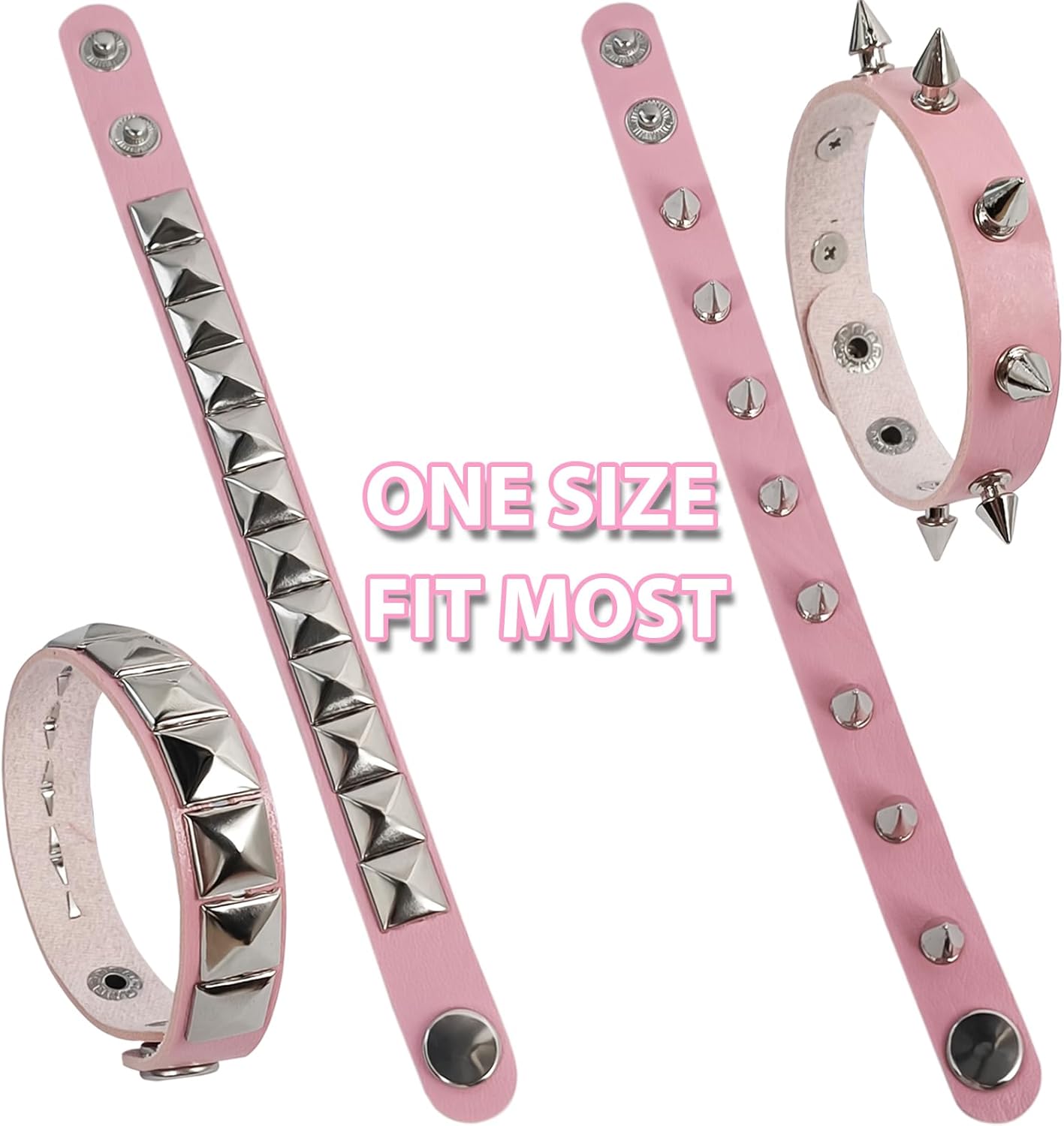 4 Pcs Punk Bracelet Spike Cuff Wrap Bracelets Fanux Leather Wristband Stud Gothic Bracelet Halloween Dress up Bracelets - Image 3