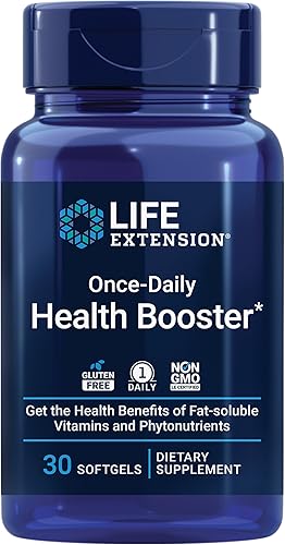 Life Extension Once Daily Health Booster - Vitaminas solubles en grasa K1 K2 E y píldoras de suplemento de nutrientes para el corazón los huesos los