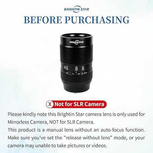 Miniatura 7 de Brightin Star Lente Prime de enfoque manual macro F2.8 2X de 2.362 in para cámaras sin espejo Fujifilm XF-Mount - Lente fija APS-C MF de gran