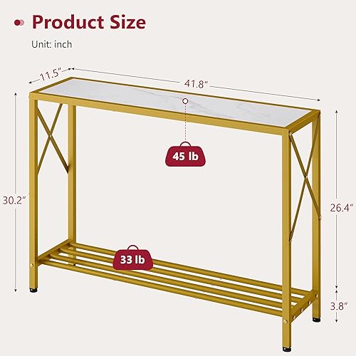 Miniatura 3 de Tajsoon Mesa de entrada de 41.8 pulgadas, consola de entrada de 2 niveles, mesa de sofá estrecha con estantes, ideal para pasillo, entrada, sala de