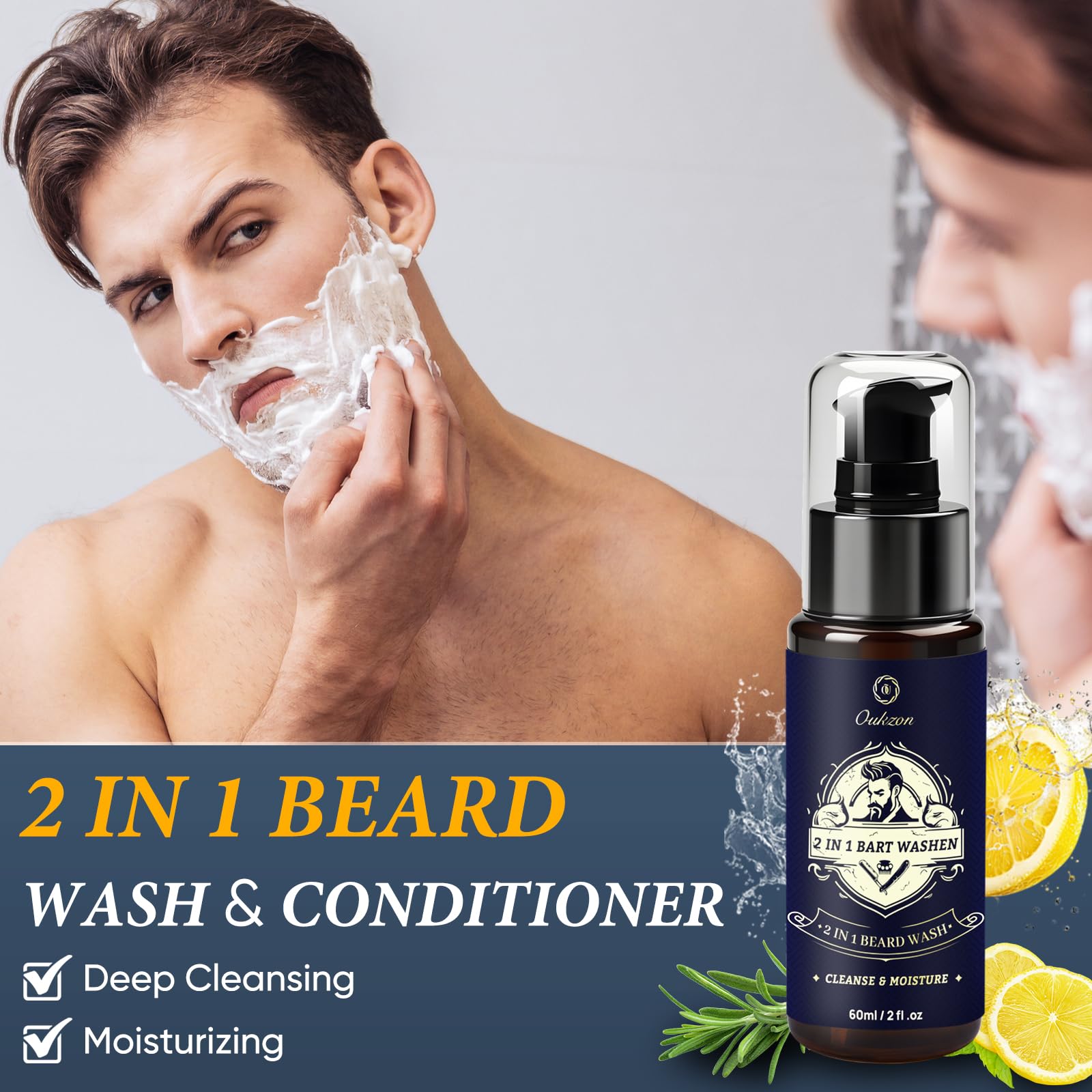 Oukzon Kit Barbe Homme, 10 en 1 Soin Barbe Homme, Coffret Barbe Homme avec Shampoing Barbe, Huile Barbe, Baume Barbe, Peigne Barbe, Brosse Barbe, Rasoir de Sureté, Ciseaux, Cadeau Homme