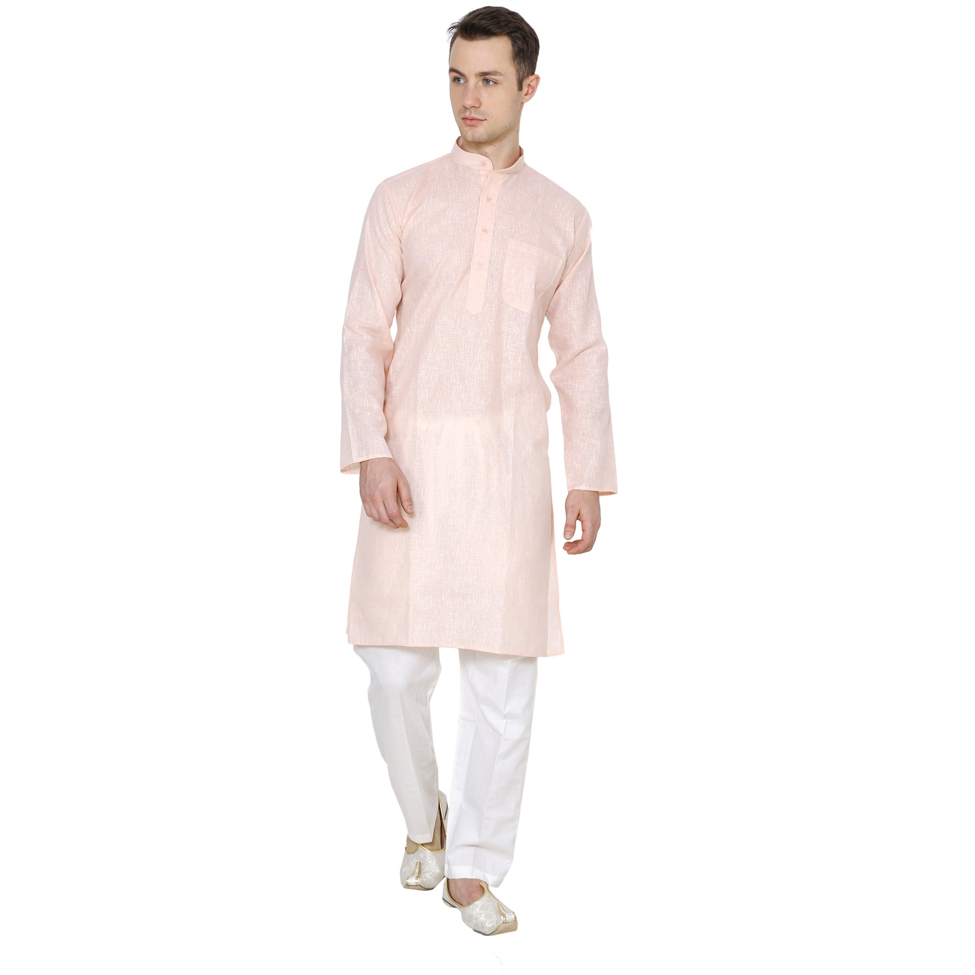royal kurta Mens Linen Dobby Pattern Ethnic Kurta Pyjama Set-picture-19