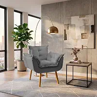 Poltrona Alice Decorativa Para Sala Cadeira Reforçada Para Recepção Manicure Clínica Sala De Espera Consultório Escritório Pé Castanho - Clique & Decore (Cinza)