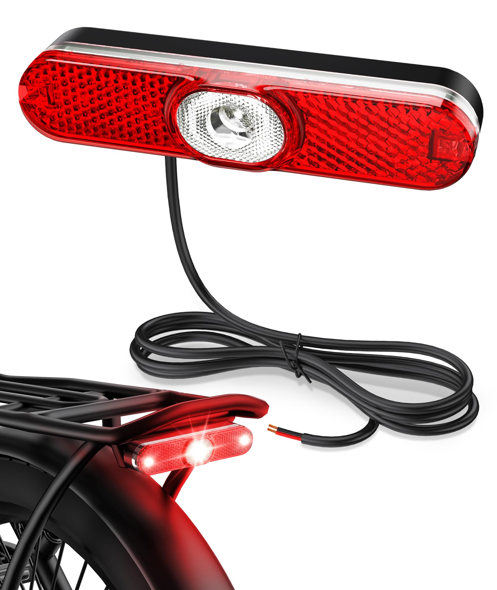 SYACHI E Bike Rücklicht mit Bremslichtfunktion, Fahrradrücklicht LED 6-58V, E-Rücklicht Fahrrad für Gepäckträger, StVZO Zugelassen Rückleuchte Ebike & IPX6 Strahlwasserfes, Fahrrad Bremslicht Sport & Freizeit