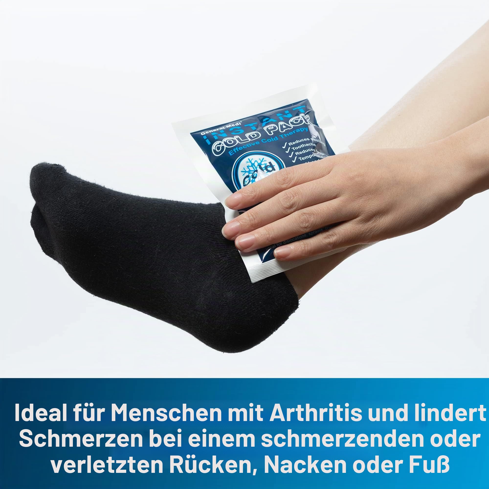 General Medi Einweg Kälte-Sofort-Kompresse (25 Stück), Kühlpack zum sofortigen Kühlen und für Erste-Hilfe-Maßnahmen, Schmerzlinderung, Schwellungen, Entzündungen, Kühlkissen zur äußerlichen Anwendung