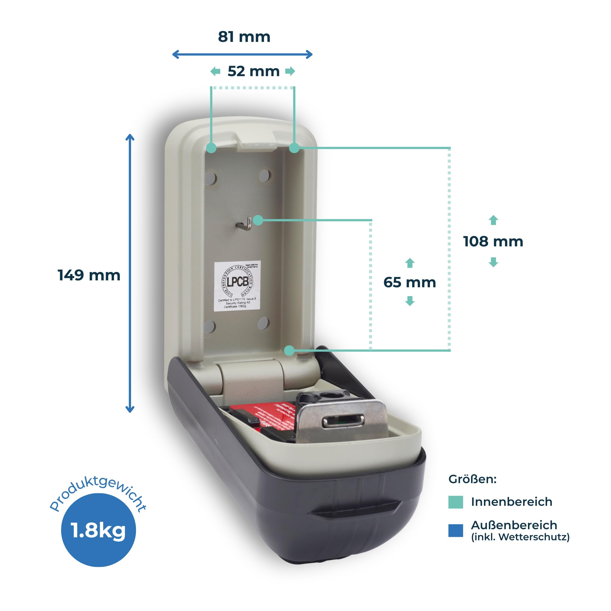 SUPRA C500 Schlüsseltresor mit Zahlencode - Schlüsselsafe Außen - Schlüsselbox Wandmontage
