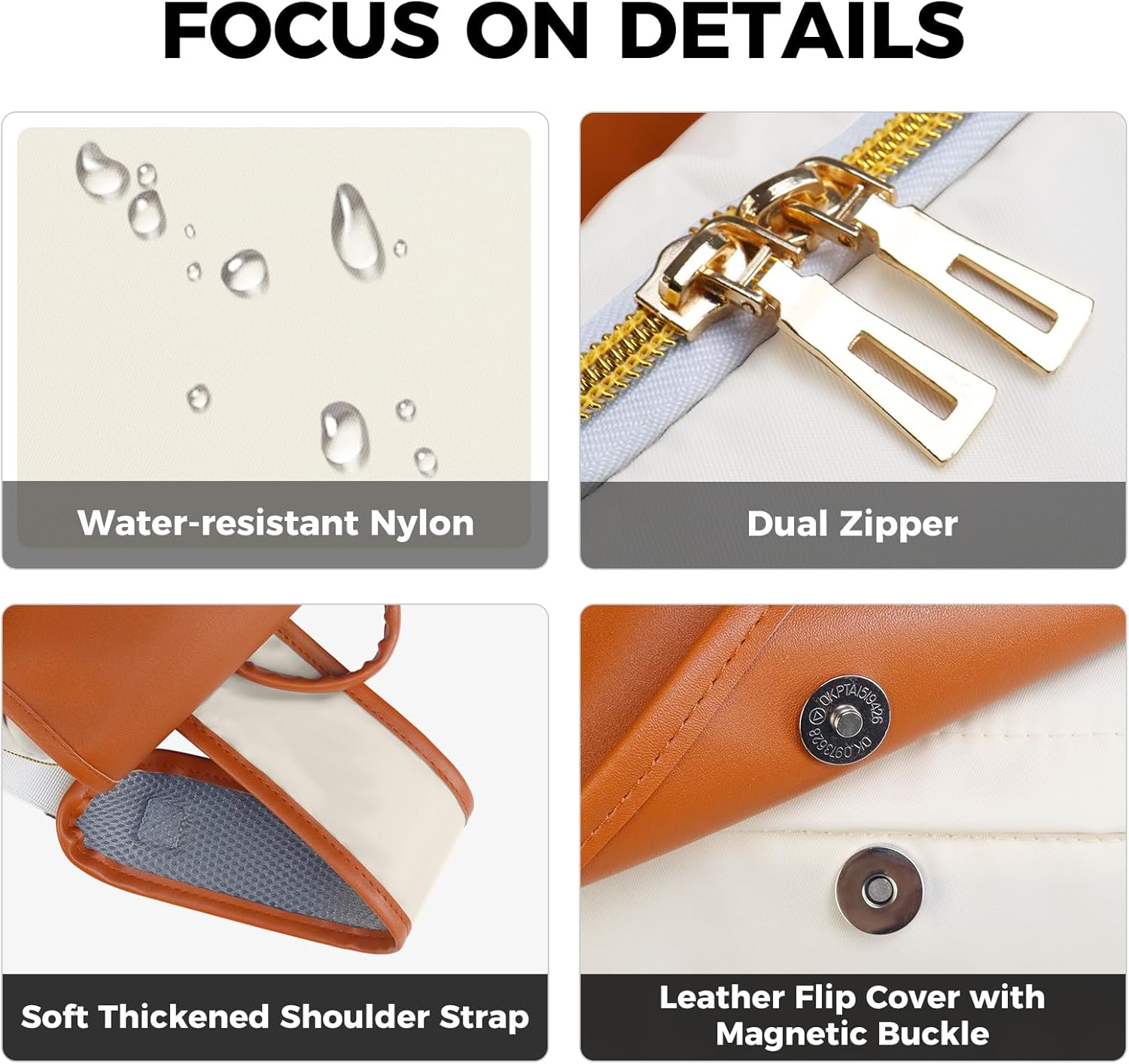 Fmeida Anti-Theft Backpack for Women Convertible Backpack Purse- 3-in-1 Laptop Bookbag for Work College, Cream - Image 3