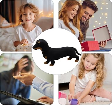 Stuffed Dachshund - Cute Realistic Cartoon Plush Toy, Funny Long Bodied Dog Doll, Adorable Wiener Dogs Puppy | Soft Cuddly Gift for Birthday Children Women Girls Boys Baby Youth Teens