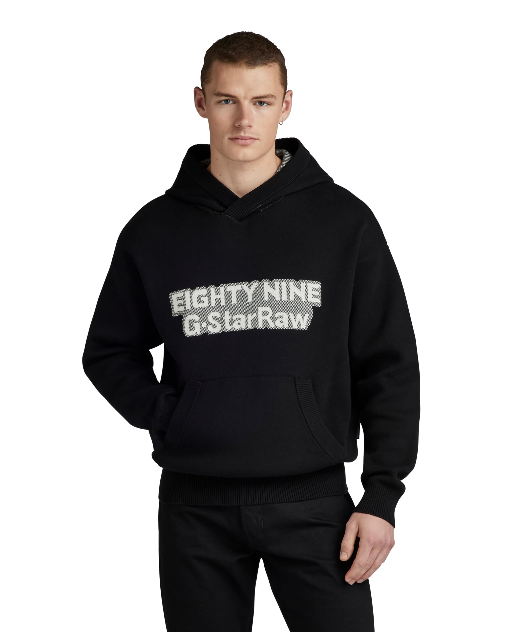 G-Star Men's Graphic Loose Knitted Hoodie, Black (dk black D23933-D488-6484), M