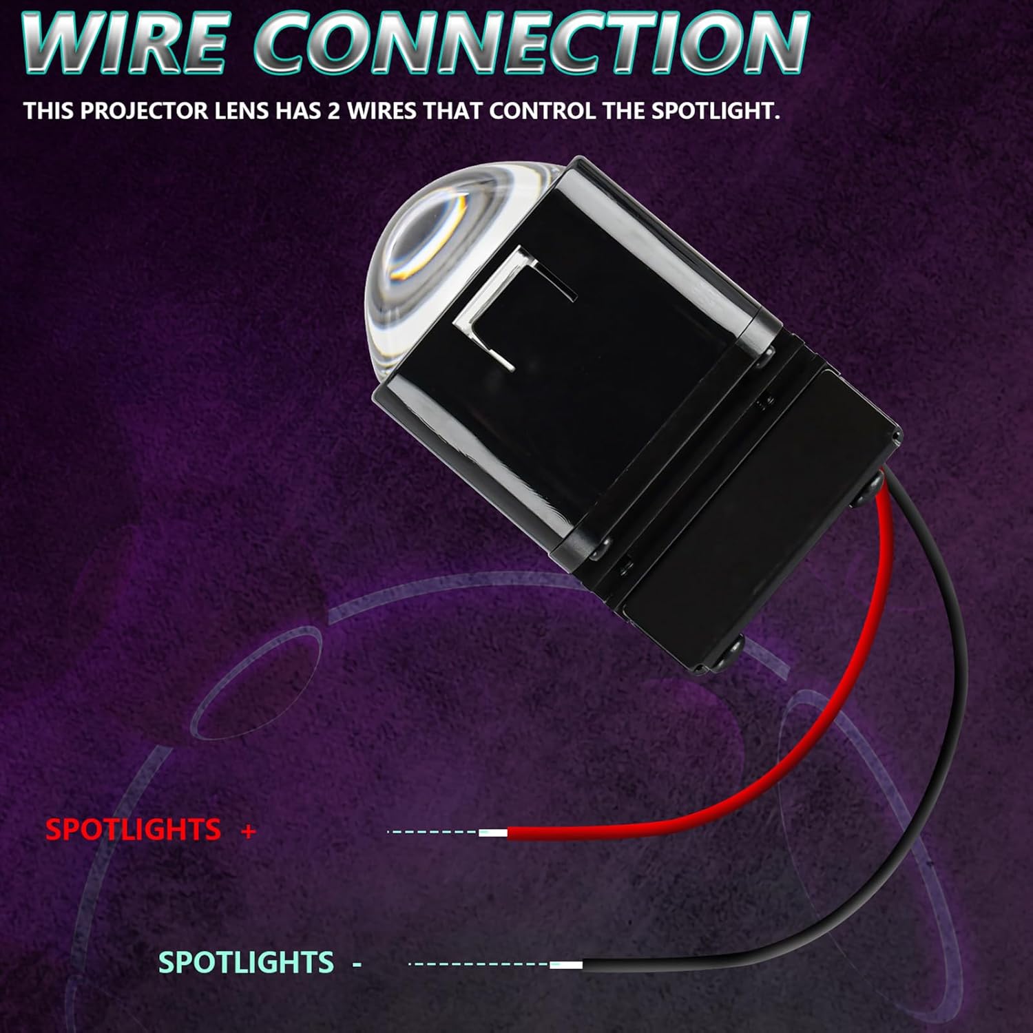 2pcs 1.5inch Mini LED Projector Lens Car Heads Motorcycle Driving s Beam Square Shaped White