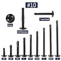 Vista 3 de Tornillos de chapa #10 x 1, 100 unidades, cabeza de armadura de acero inoxidable 410, tornillos autorroscantes rápidos Óxido negro por SG TZH