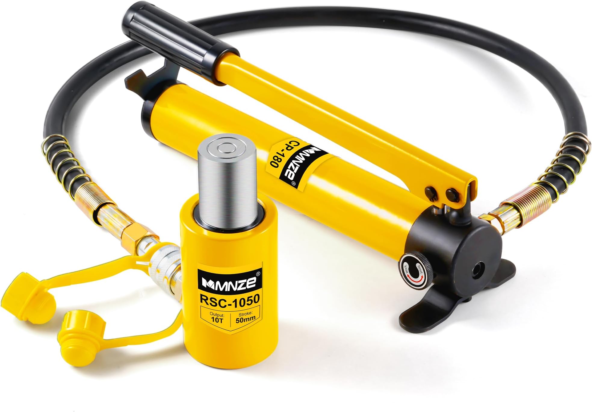 10T 2" Stroke Hydraulic Cylinder Jack Sets Porta Power Ram Jack Kits Single Acting Lifting Cylinder Retract Automatically with CP-180 Hydraulic Hand Pump