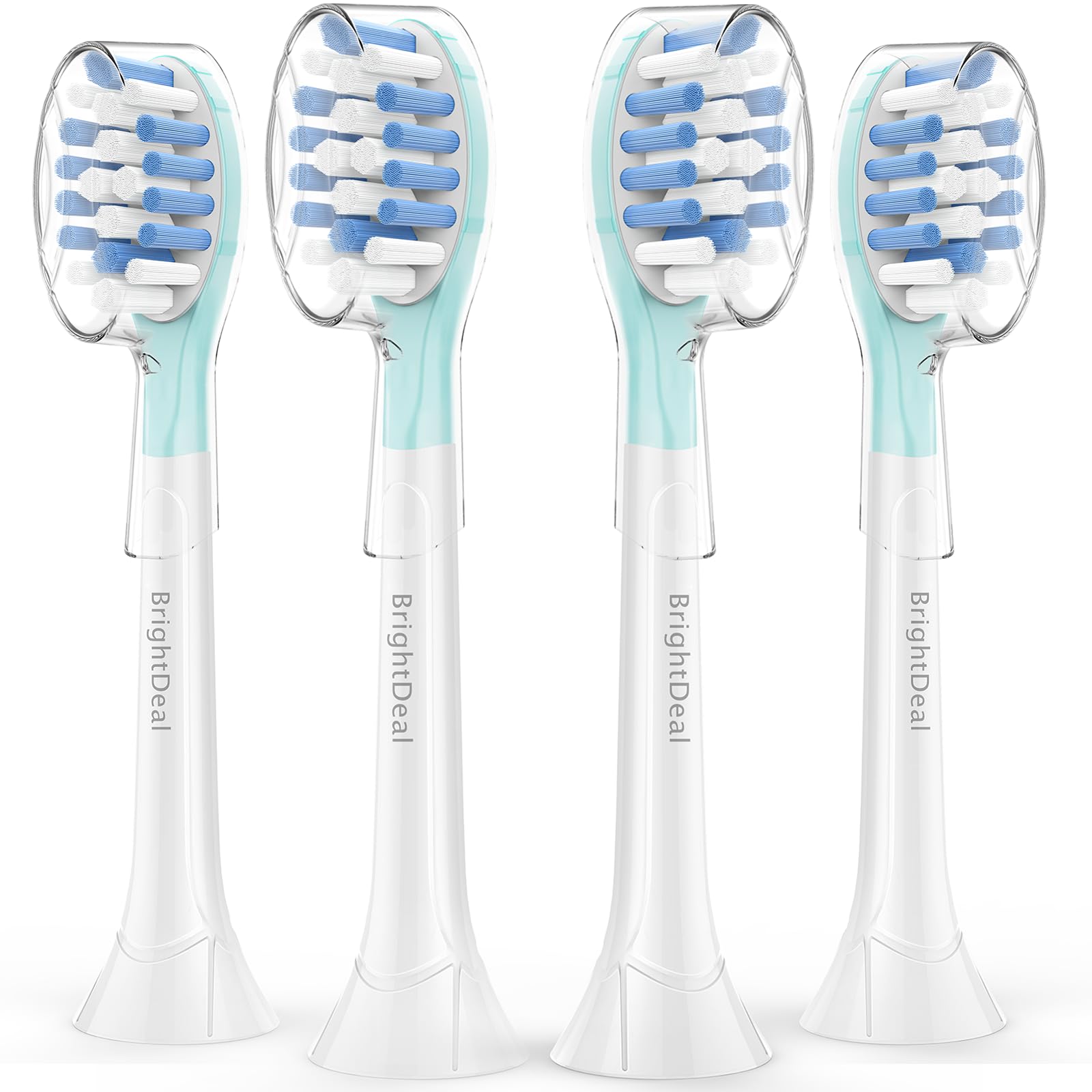 BrightDeal Replacement Head for Philips Sonicare ProtectiveClean 4100 5100 6100 DiamondClean 9500 ExpertClean 7500 FlexCare HealthyWhite Electric Sonic Toothbrush C3 G3 W3 C2 G2 Brush, White, 4 Pcs