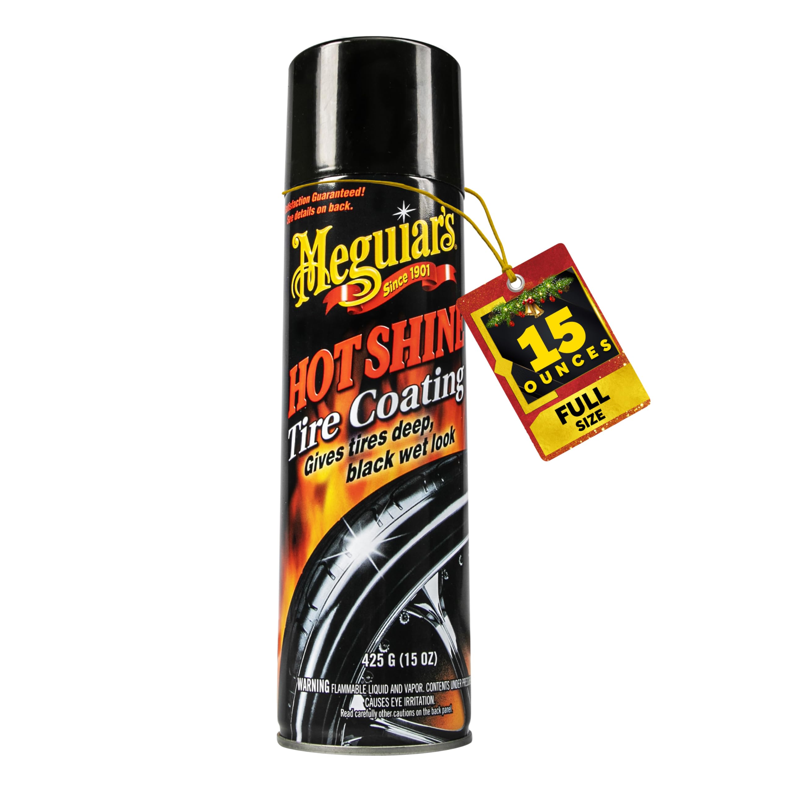 Meguiar's Hot Shine High Gloss Tire Coating, Give Tires a Deep Wet Shine and Long-Lasting Protection with an Advanced Self-Spreading Formula, 15 Oz Aerosol Spray Can