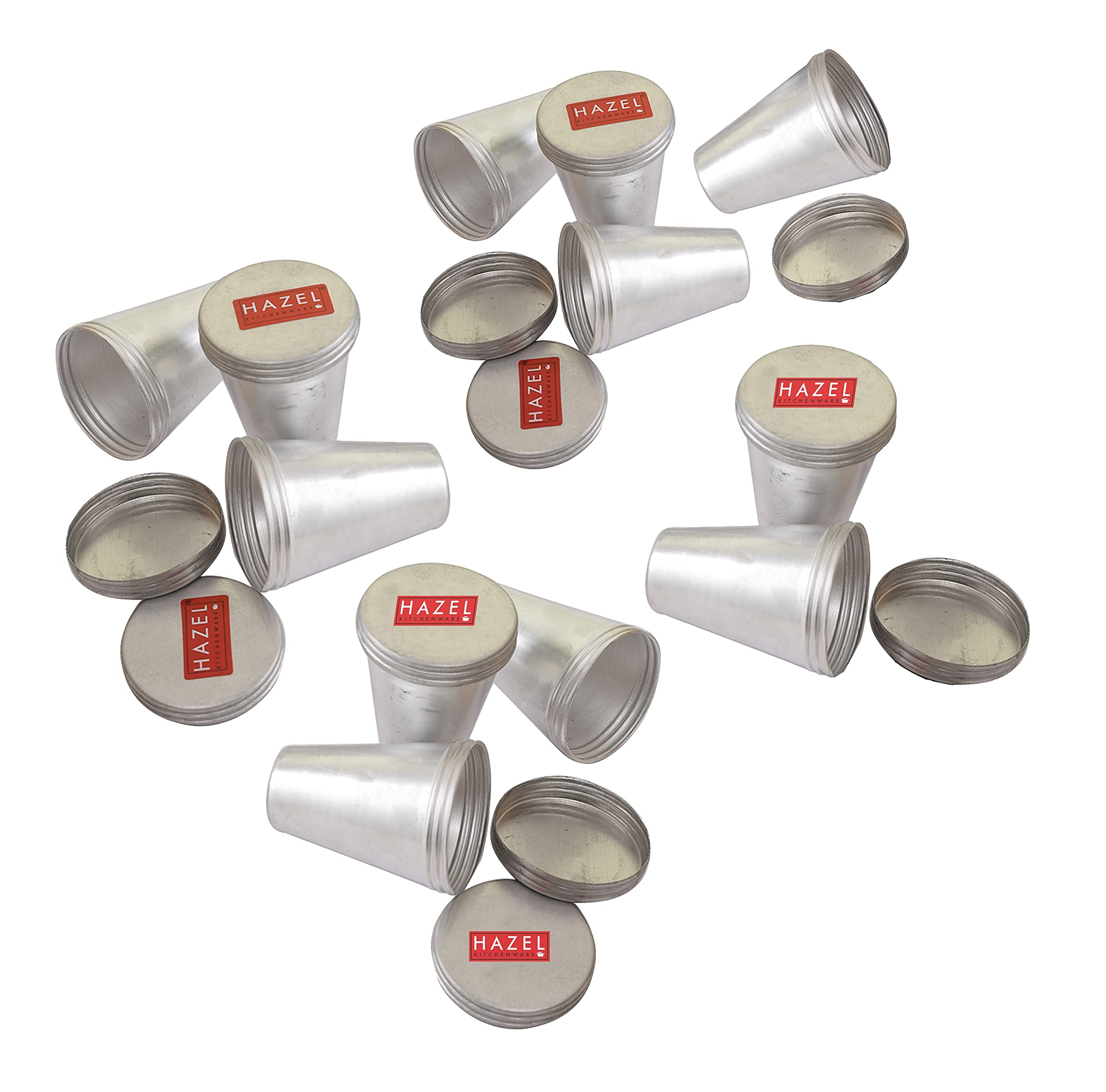 HAZEL Aluminium Kulfi Moulds Set of 12 with Lid | Homemade Kulfi Moulds Set Medium Size |Reusable Popsicle Ice Cream Mould DIY Kit